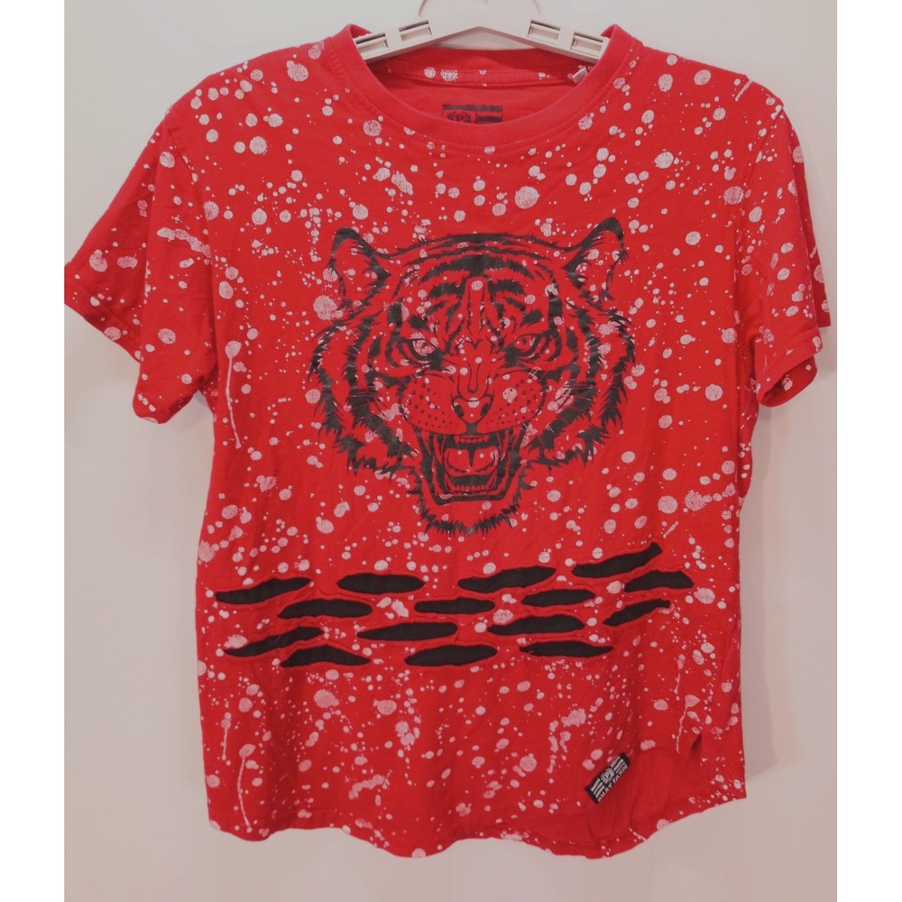 Phat Farm Tiger Head Paint Splatter Boy's T-shirt, XL 18-20, Red Slash Effect